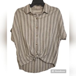 Gilli  Cotton Gauze Tie Up Front Shirt Button Front short sleeve Size Small